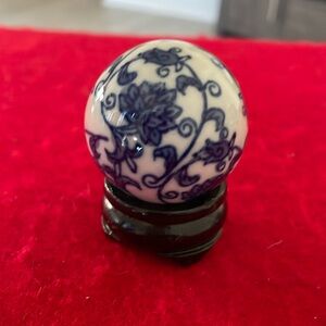 Gorgeous Handmade Porcelain Orb-“Victorian Azure Radiance Orb”-Handmade-3”Dia.